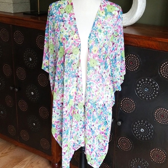 Flowy Boho Tunic Top Kimono Swim Cover Up Beachwear One Size - Picture 2 of 10